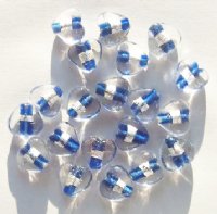 12x16mm 20 Blue & Crystal Silver Foil Heart Beads